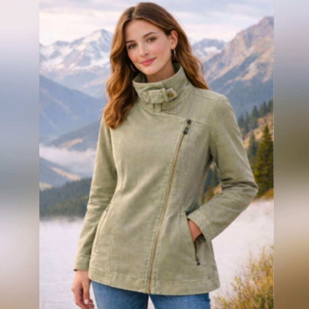Anthropologie Military Olive Green Jacket S Small Cotton Blend Coat Shacket